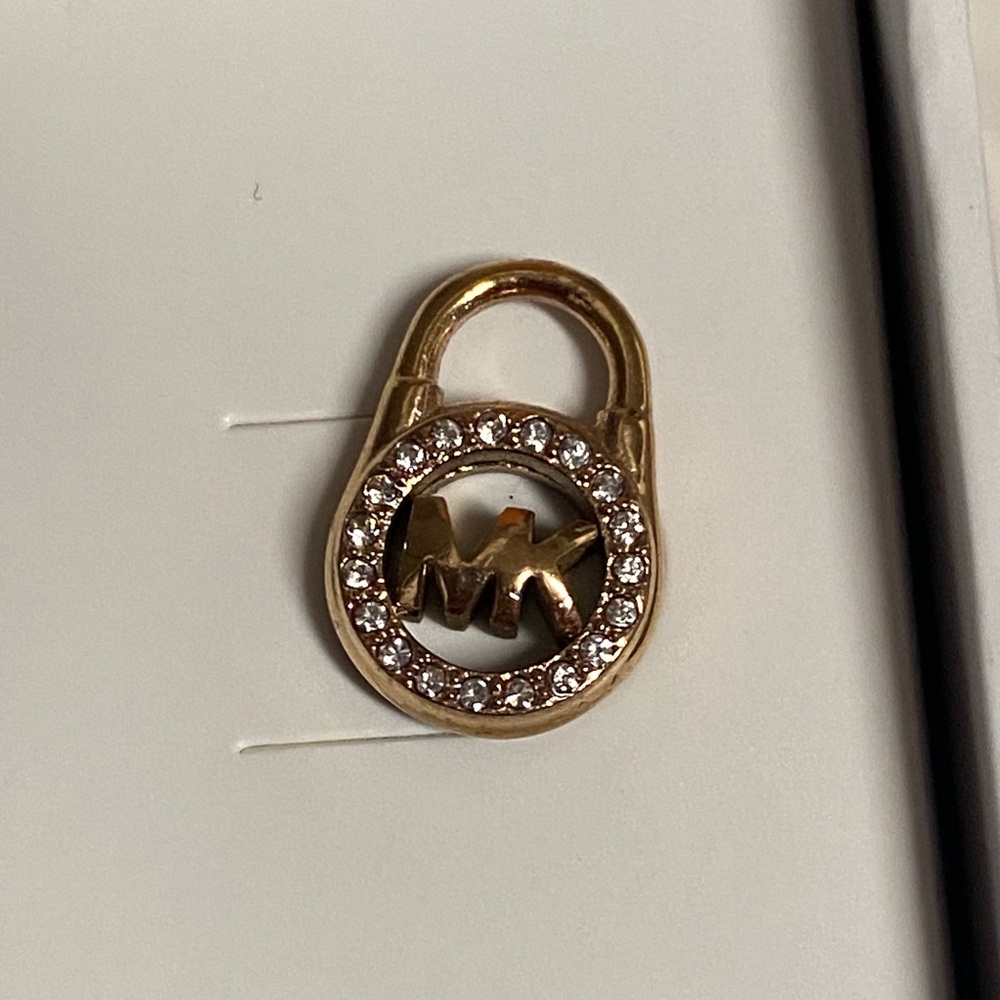 Michael Kors Rose Gold Padlock Logo Crystal Stud Earrings - Picture 5 of 12